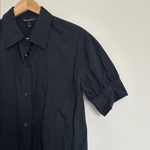 Banana Republic Black Short Sleeve Button Up Shirt Dress - Picture 4 of 11